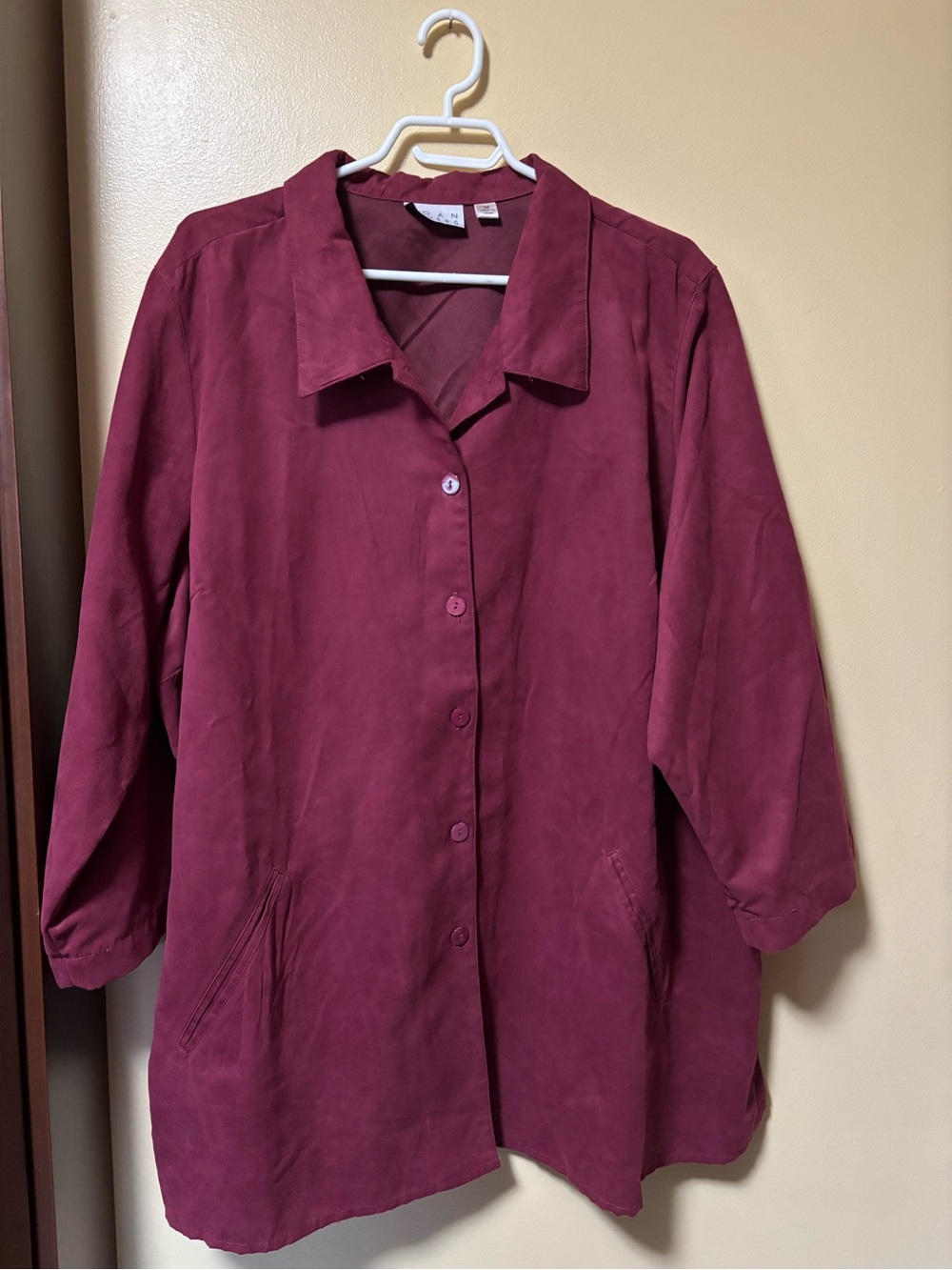 Joan Rivers Button Down Blouse Burgandy Top